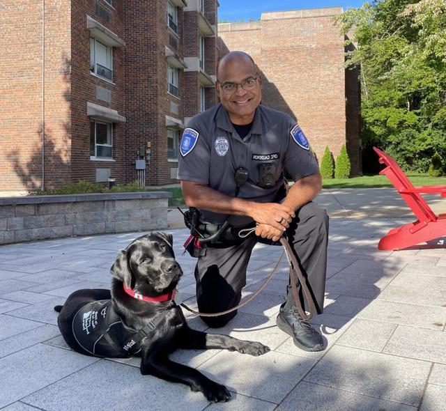 Teddy UHart Comfort Dog and Michael Calderon